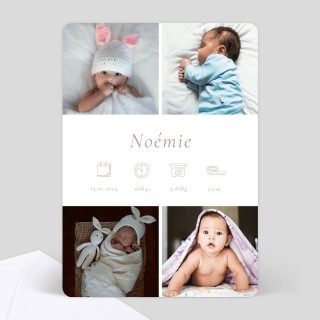 faire-part naissance multiphoto élégant