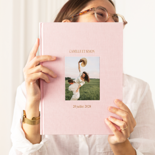 album photo tissu rose