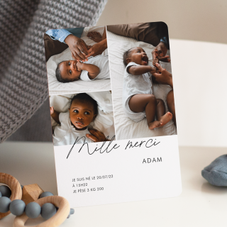 Carte remerciement naissance