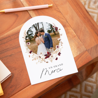 Carte remerciement mariage
