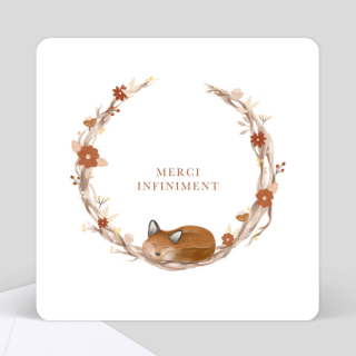 carte remerciement naissance couronne renardeau