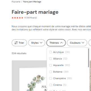 faire part mariage modèle accordé au thème