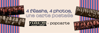 Visuel coloré avec un fond beige, on y voit des photostype polaroid