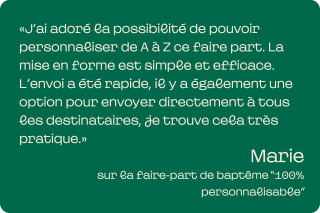 Témoignage client sur le faire part baptême