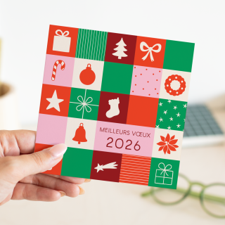 Carte de vœux entreprise pêle-mêle de Noël