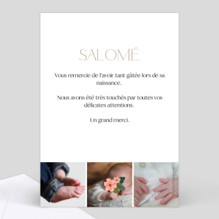verso carte remerciement naissance lettrine kraft