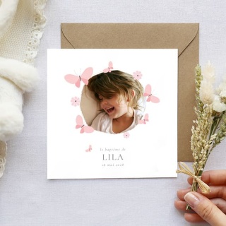 faire part bapteme papillon