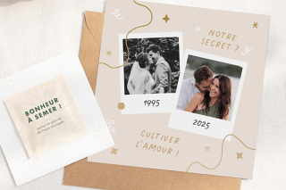 Carte invitation anniversaire mariage avec graines à semer