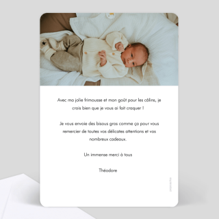 verso carte remerciement naissance faire parler bébé