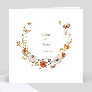 faire-part mariage Couronne de papillons