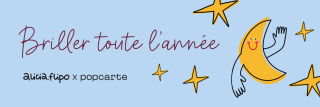 Visuel coloré avec étoiles stylisés, lune souriante et mention édition limitée sur fond bleu ciel