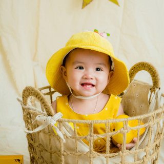 shooting photo bébé panier