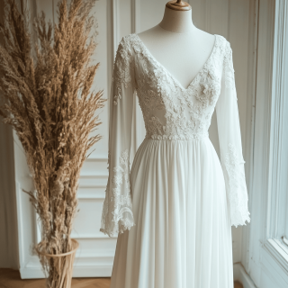 robe de mariée fluide manches longues morphologie h
