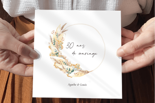 Carte anniversaire mariage bohème chic
